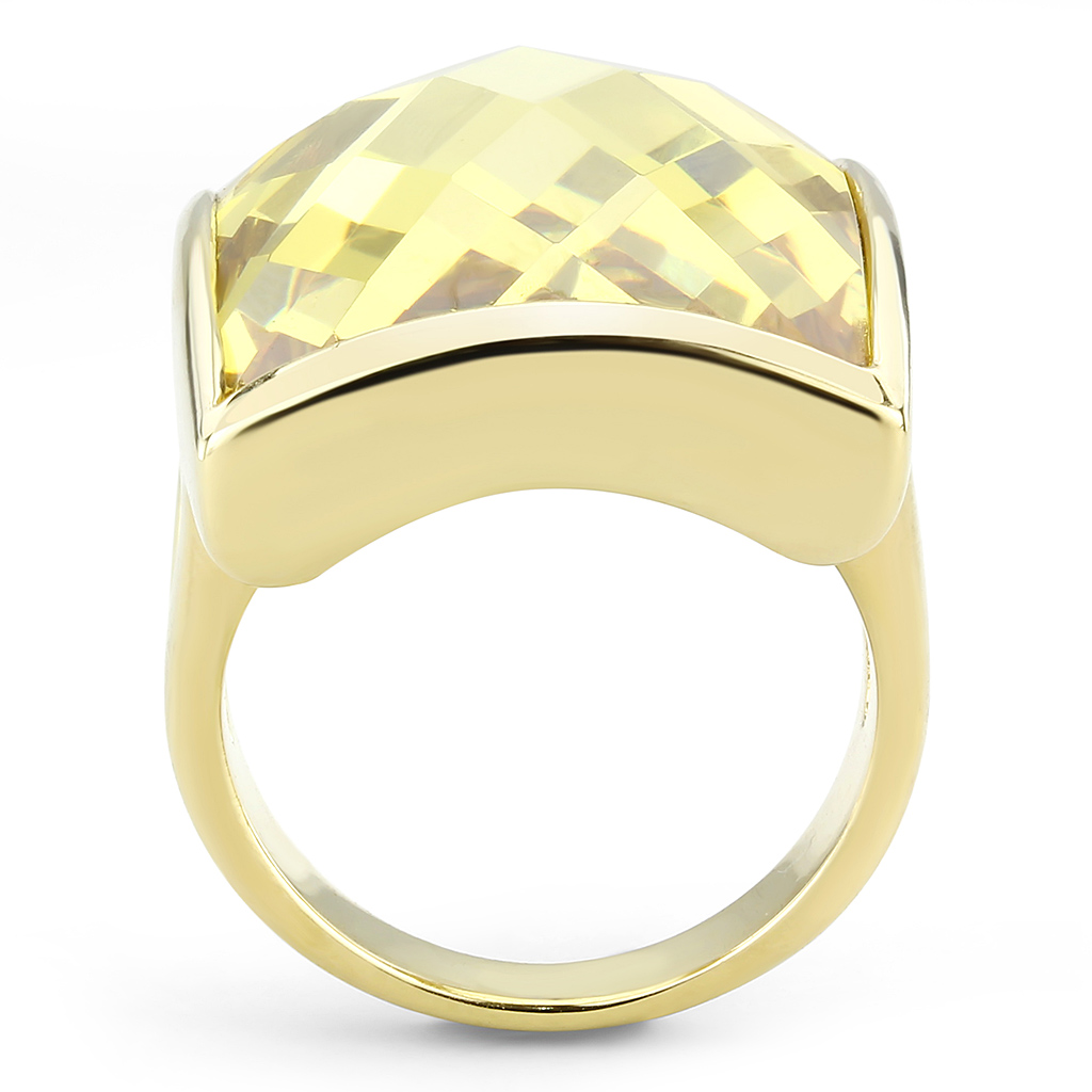 LO1251 - Gold Brass Ring with AAA Grade CZ in Topaz