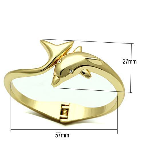 LO2125 - Flash Gold White Metal Bangle with Top Grade Crystal in Clear