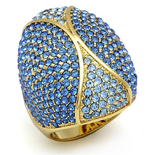 LO2188 - Flash Gold Brass Ring with Top Grade Crystal in Multi Color