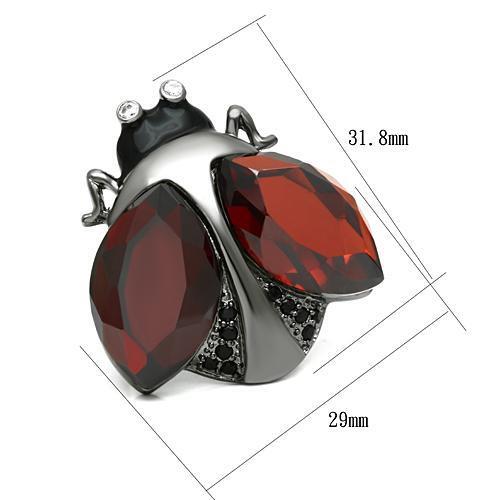 LO2601 - Ruthenium Brass Ring with AAA Grade CZ in Garnet