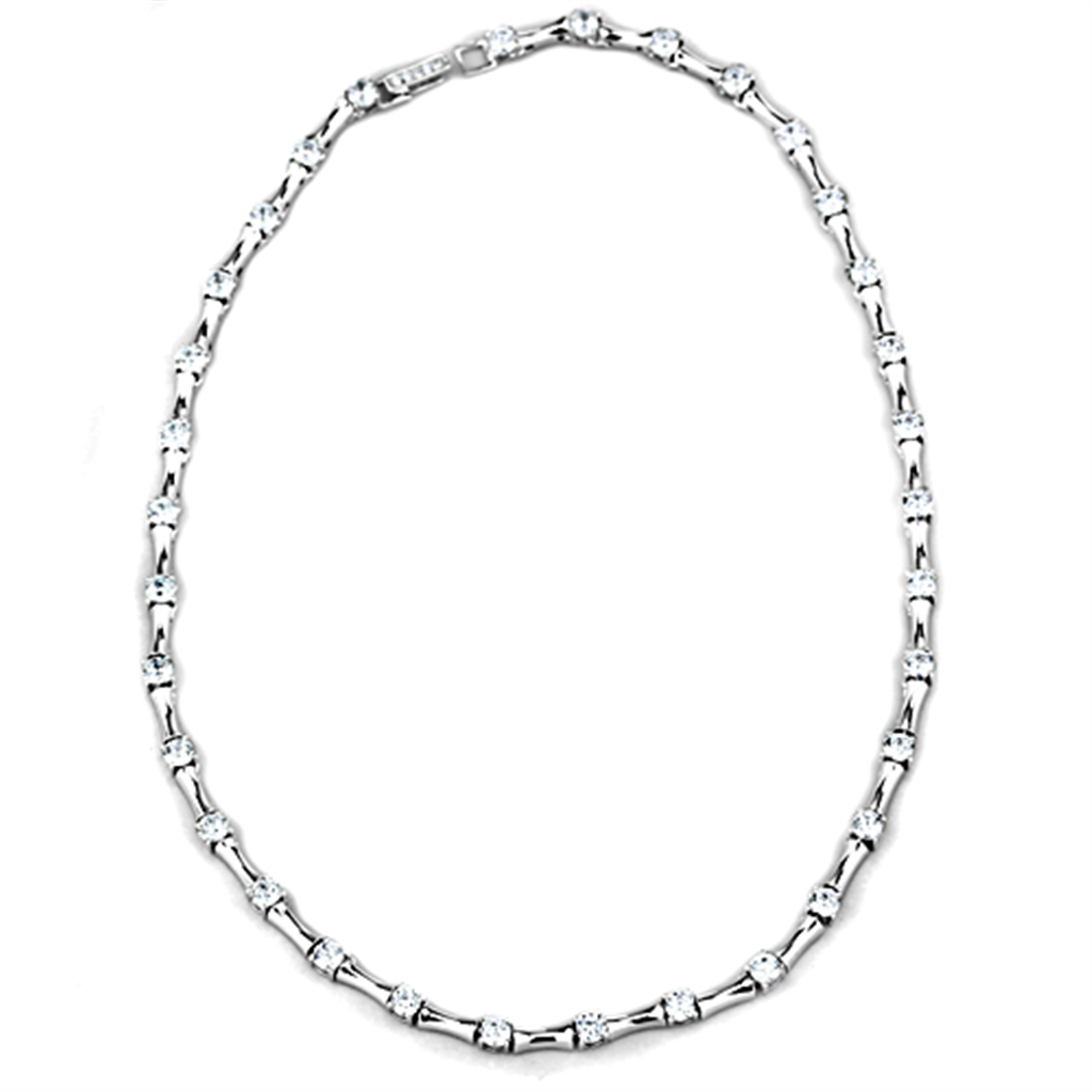 LO2709 - Rhodium Brass Necklace with AAA Grade CZ in Clear