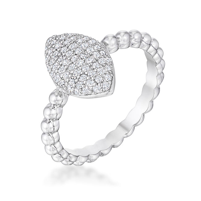 .3Ct Beautiful Oval-Designed Rhodium Ring With Clear CZ Size 8