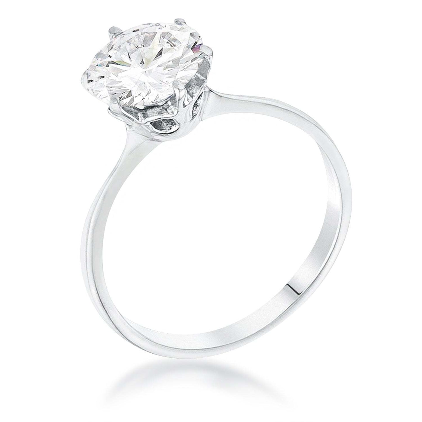 1 Carat Single Stone CZ Rhodium Classic Solitaire Ring Size 5