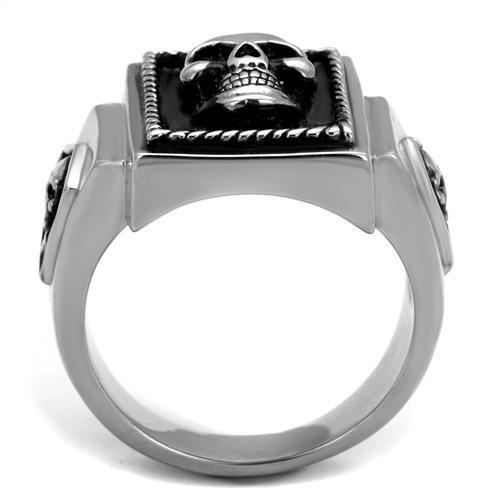 High polished (no plating) Stainless Steel Ring with Epoxy in Jet