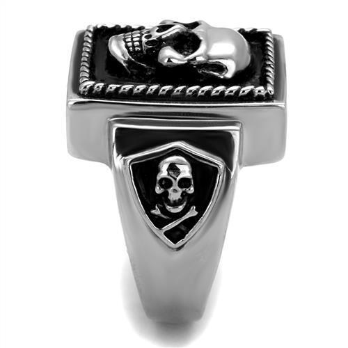 High polished (no plating) Stainless Steel Ring with Epoxy in Jet