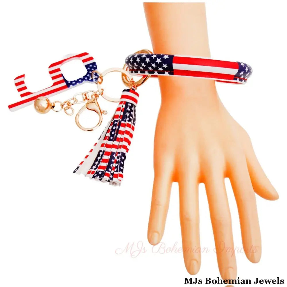 American Flag Safety Keychain Bracelet