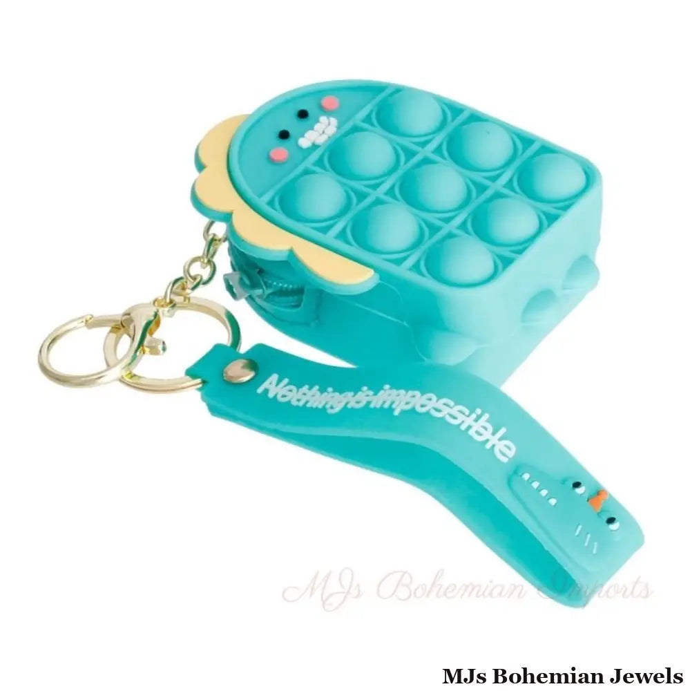 Aqua Dino Bubble Pop Keychain