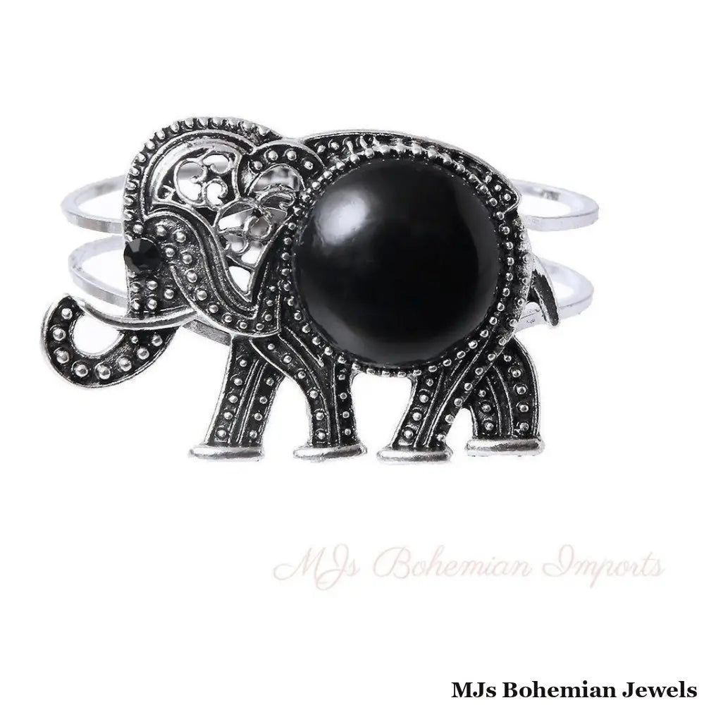Black Elephant Hinge Bracelet