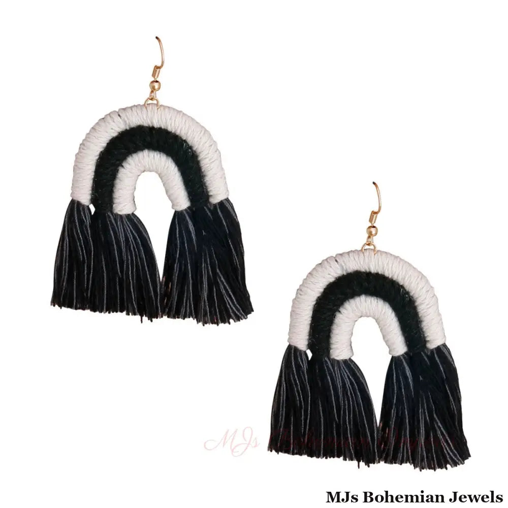 Black Tassel Arc Earrings