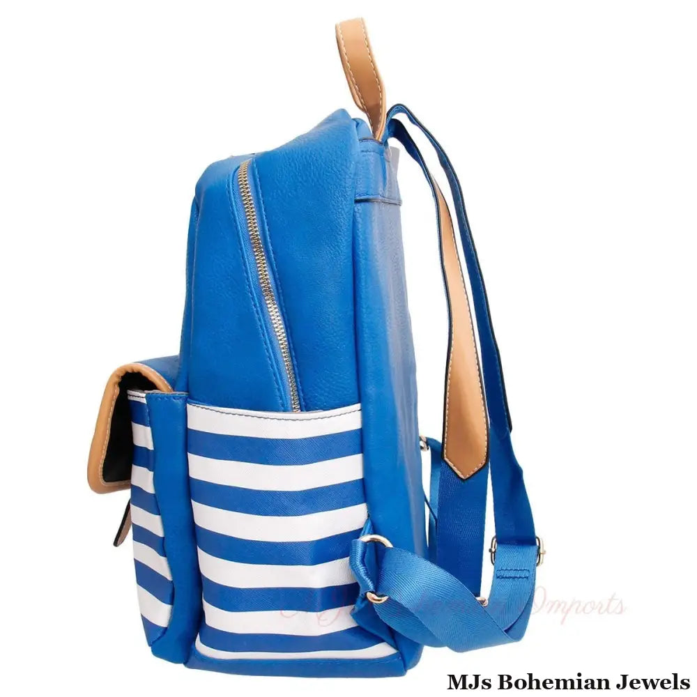 Blue and White Stripe Backpack