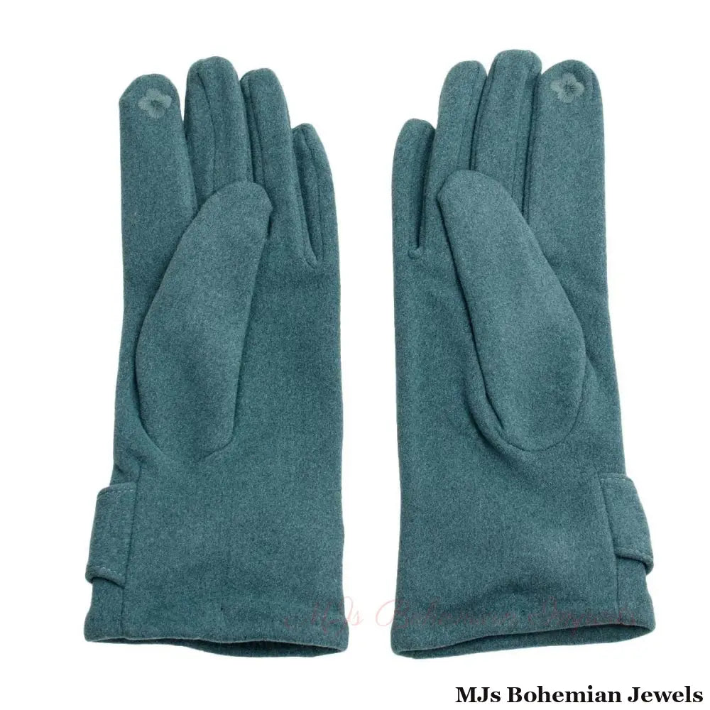 Blue Houndstooth Bow Smart Gloves