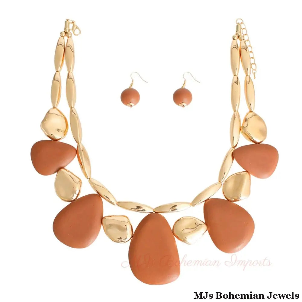 Brown Wood Organic Bead Set