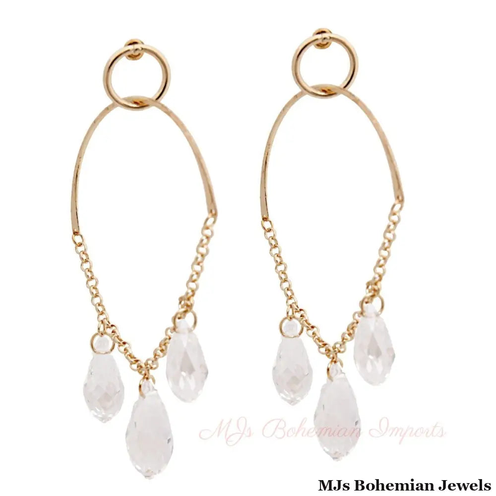Clear Bead Drape Ring Earrings