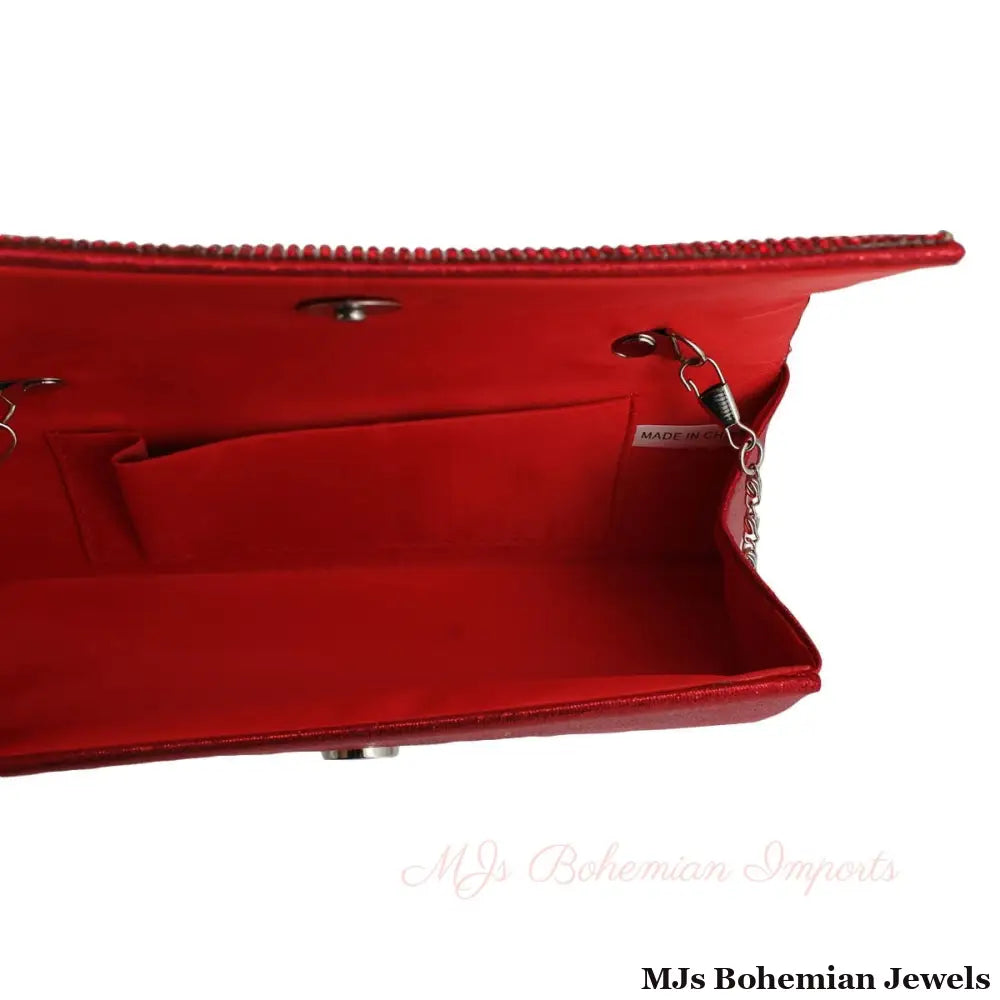 Clutch Red Rhinestone Evening Bag for Women