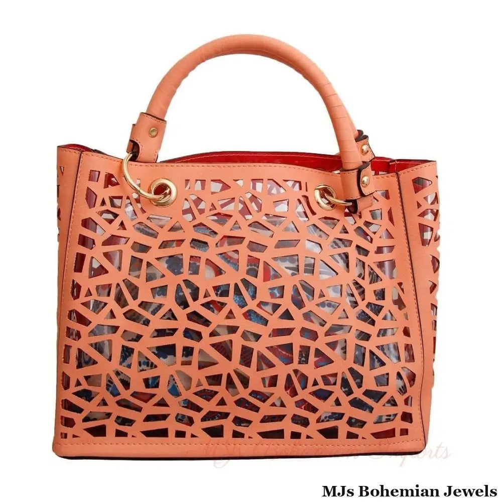 Coral Laser Cut Tote Bag Set
