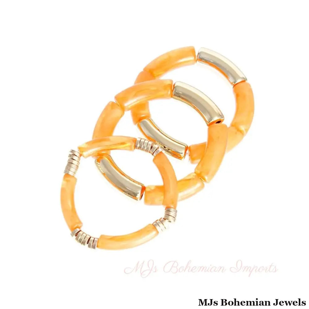 Coral Tube Stretch Bangle Set