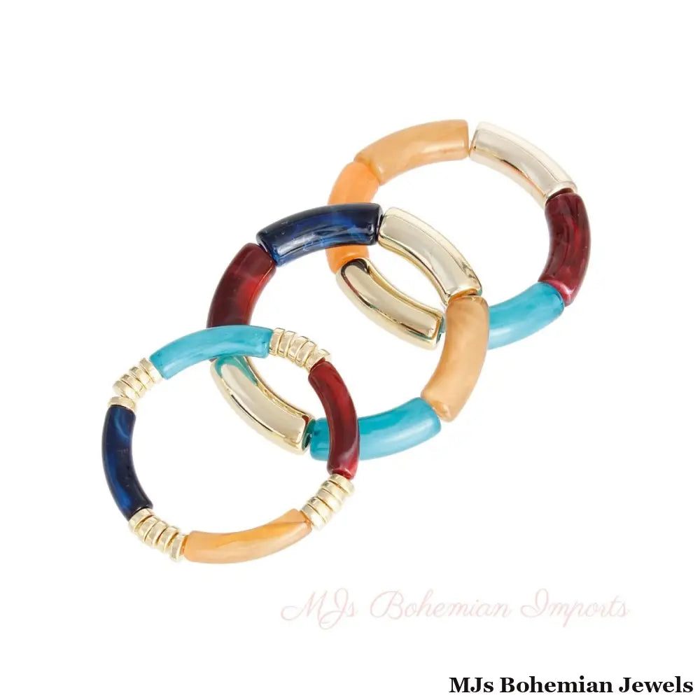 Dark Multi Tube Stretch Bangles