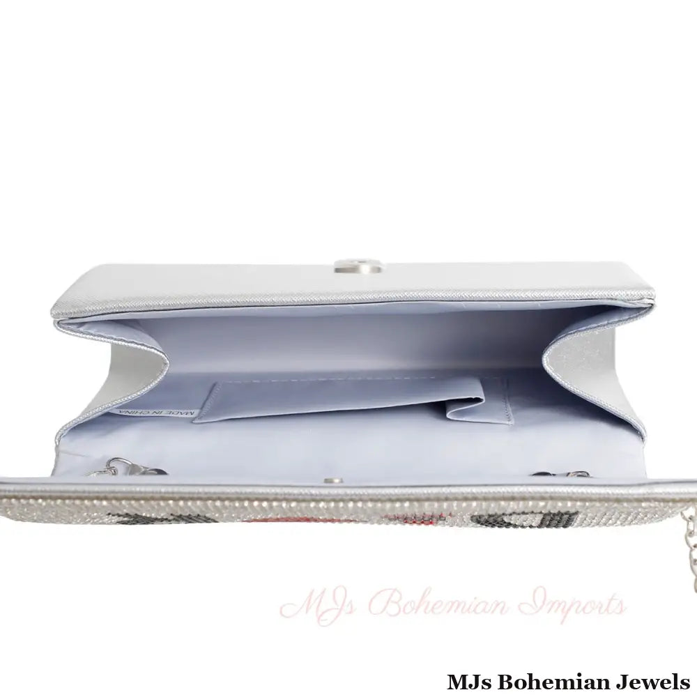 Designer Lipstick Silver Flap Clutch