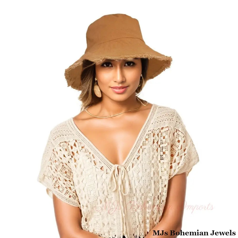 Earthy Brown Wired Brim Bucket Hat