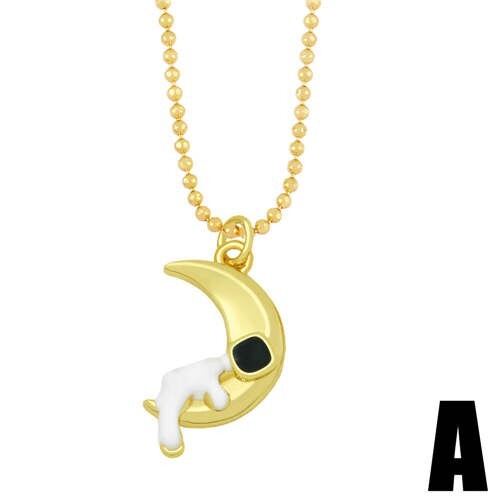Astronaut Design Pendant U.S. and European Fashion Celestial Wholesale Costume Necklace - Moon