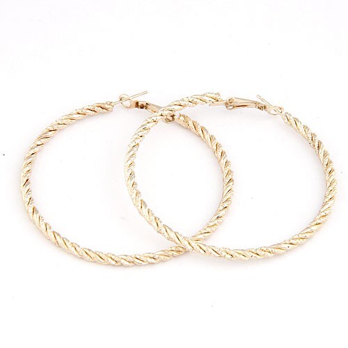 Fashion Twisted Big Hoop Earrings - Golden
