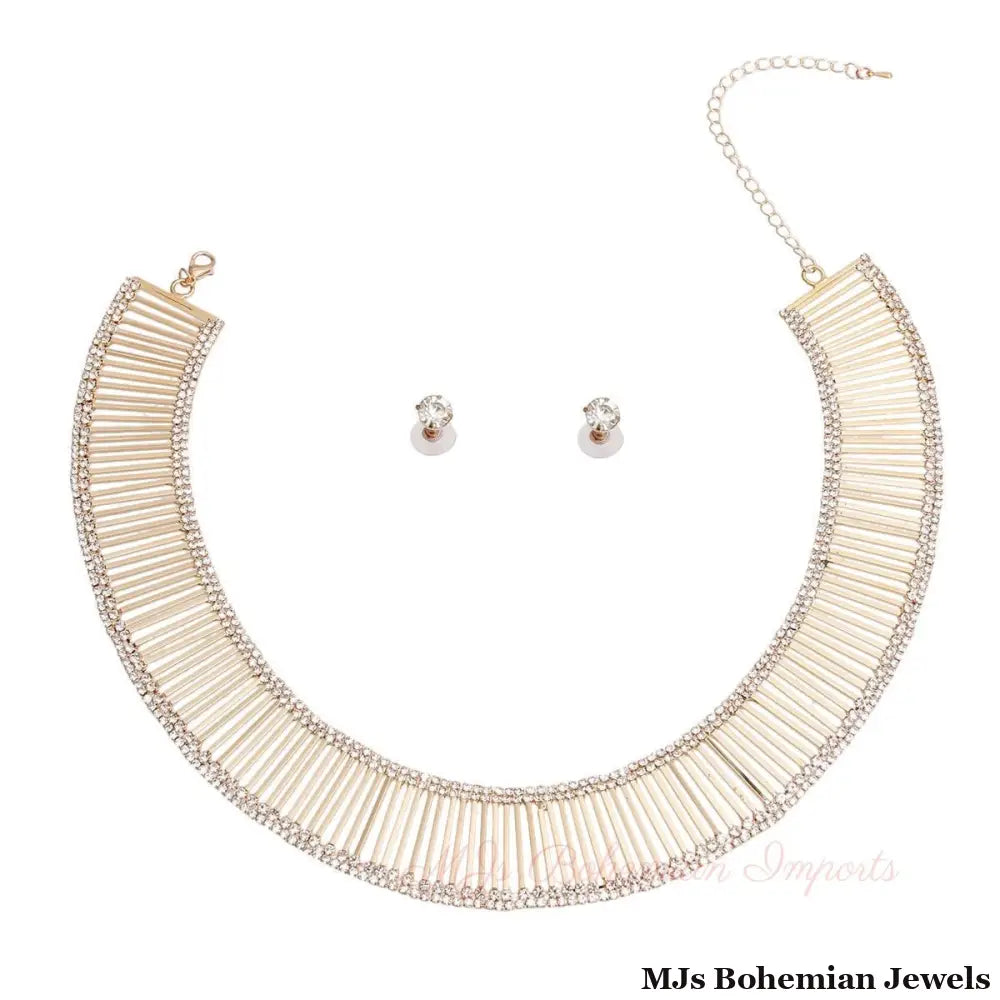 Gold Bar Rhinestone Collar