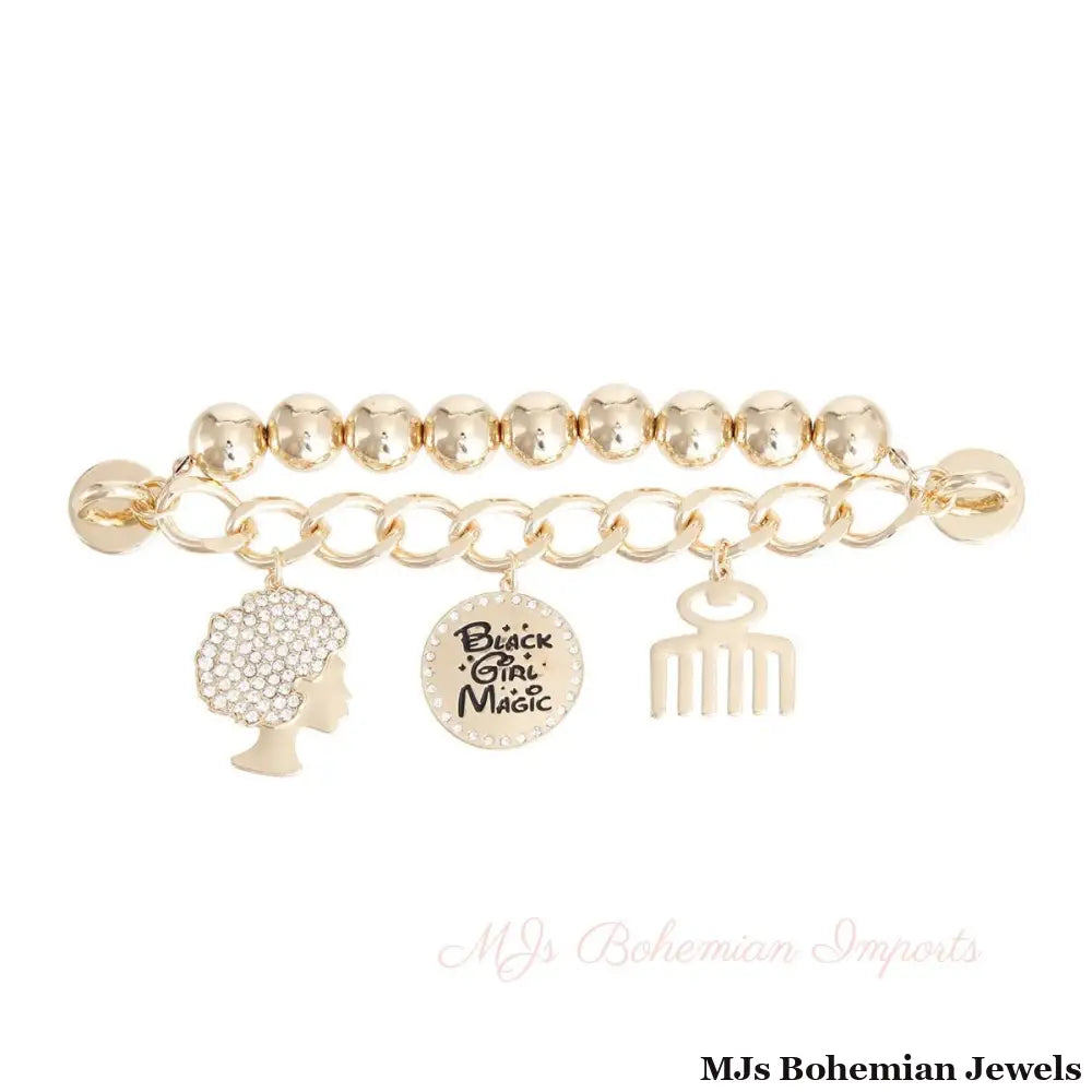 Gold Black Girl Magic Phone Strap