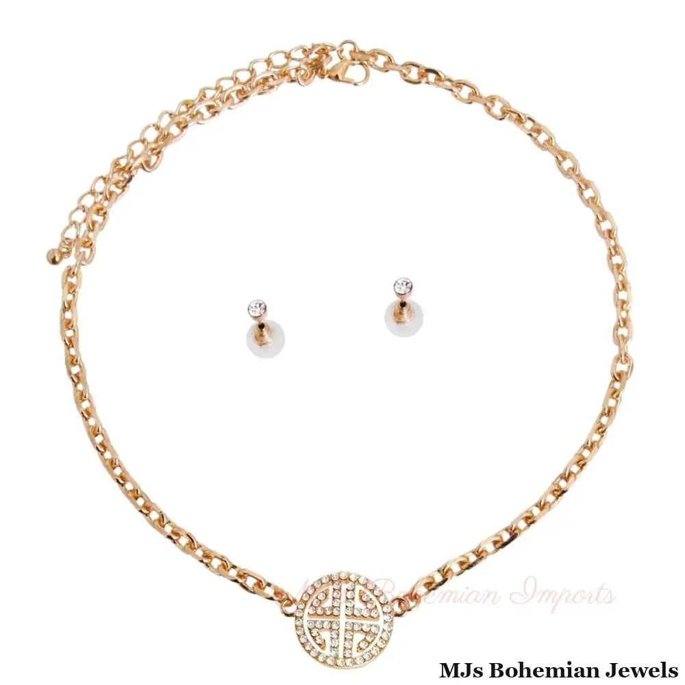 Gold Cable Chain Greek Key Necklace