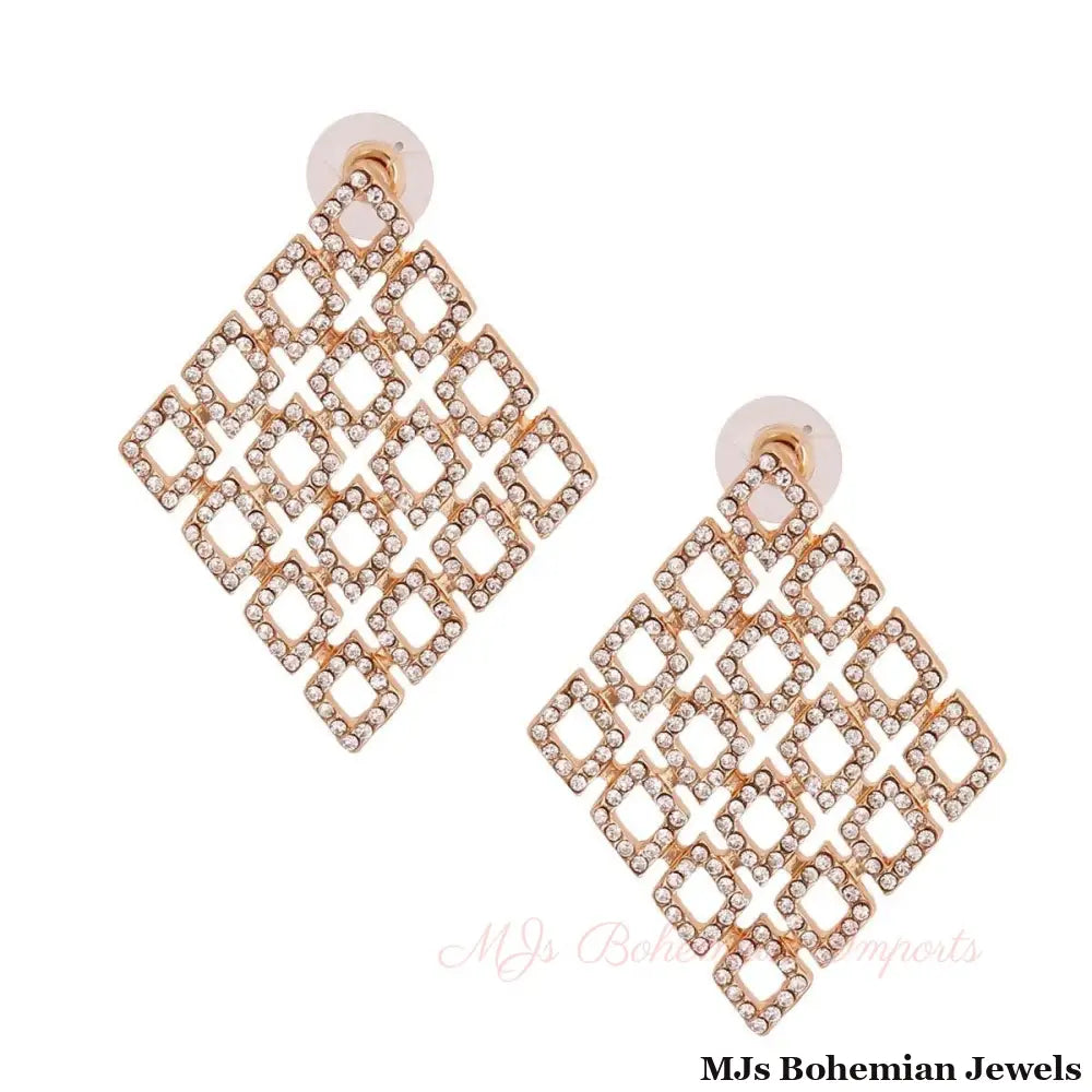Gold Filigree Diamond Rhinestone Studs