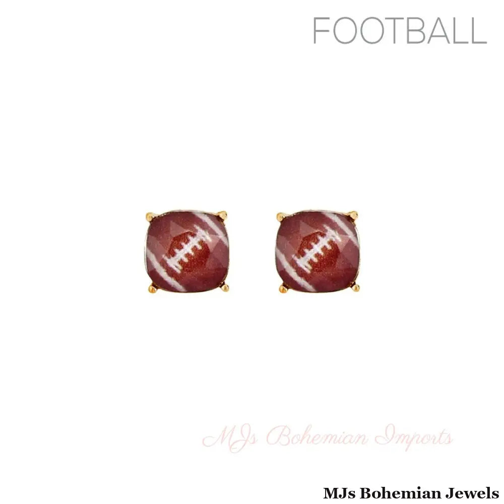 Gold Football Cushion Cut Studs