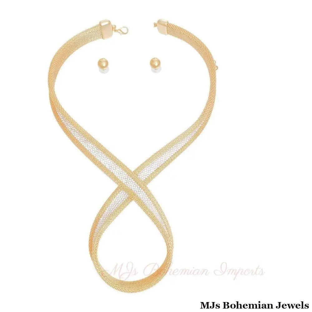 Gold Mesh Infinity Choker Set