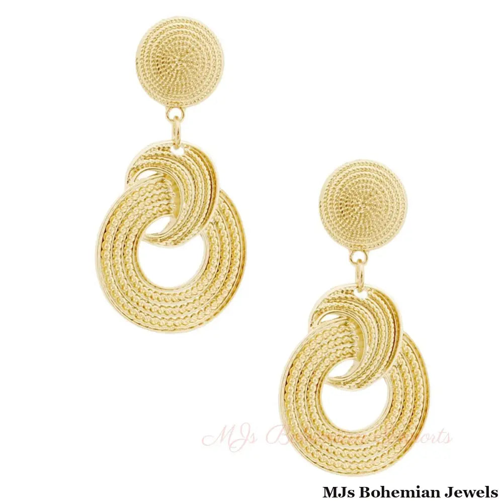 Gold Patterned Circle Earrings