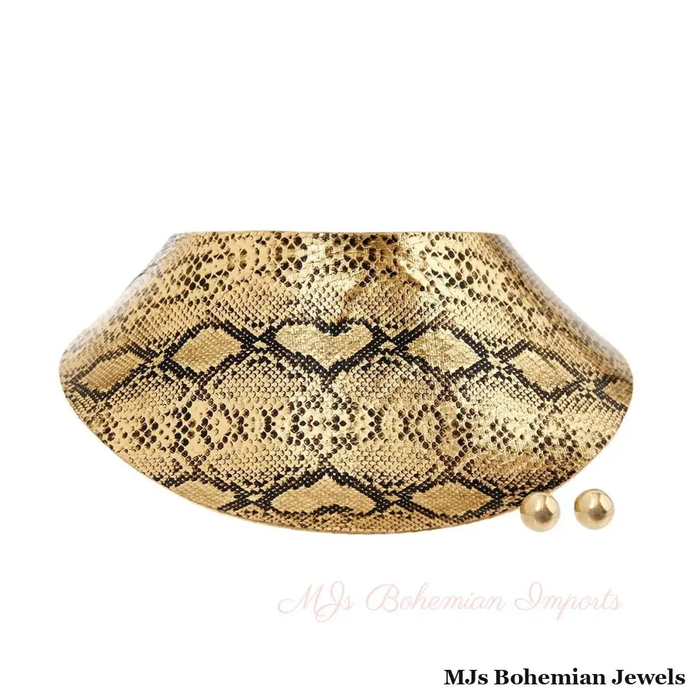 Gold Snake Print Collar Choker Set