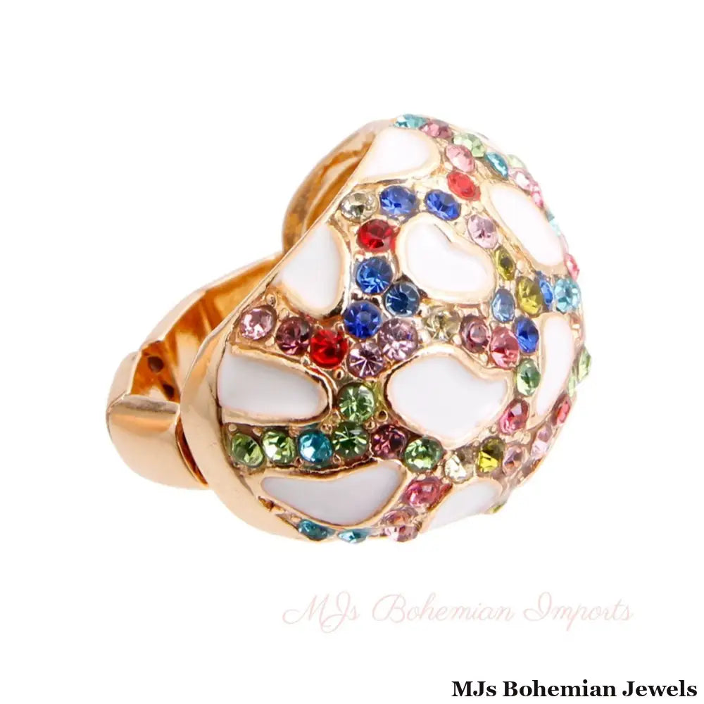 Gold White Dome Leopard Ring