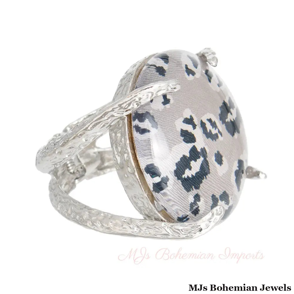 Gray Round Leopard Cuff