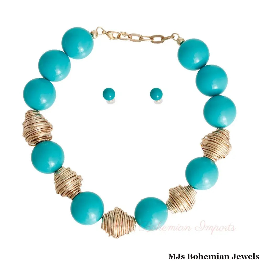 Heavy Teal Tribal Bead Set