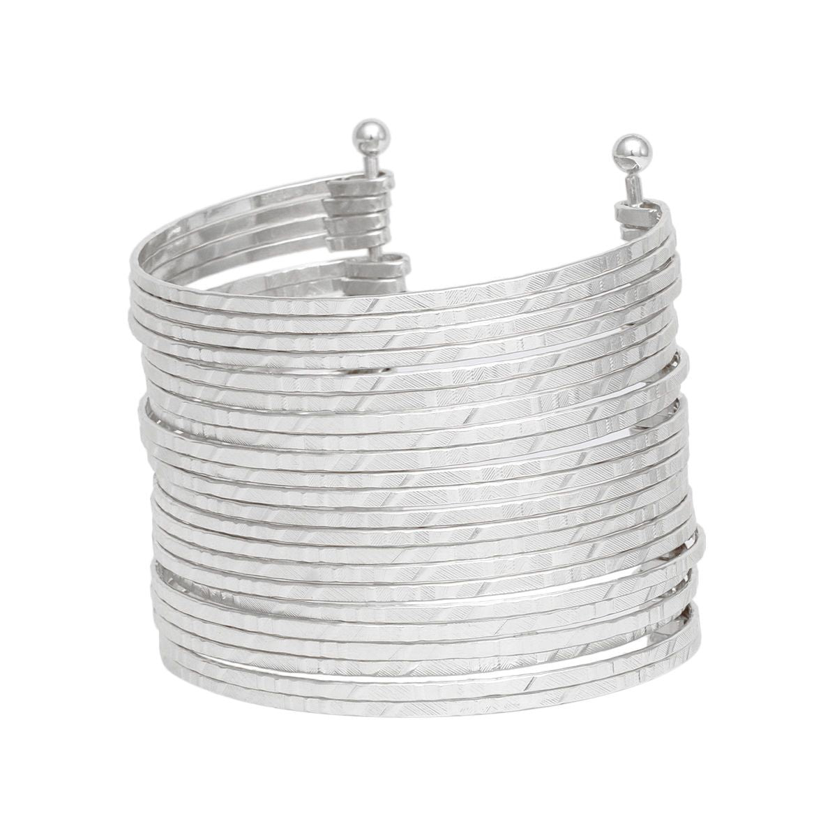 Cuff Silver 22 Row Bangle Bracelet for Women