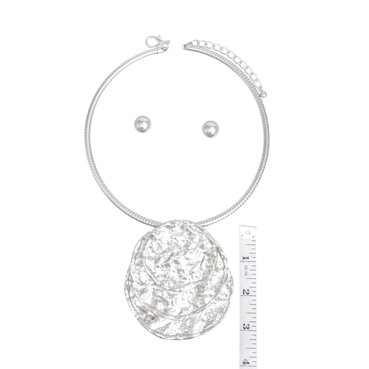 Pendant Silver Industrial Stacked Disc Necklace