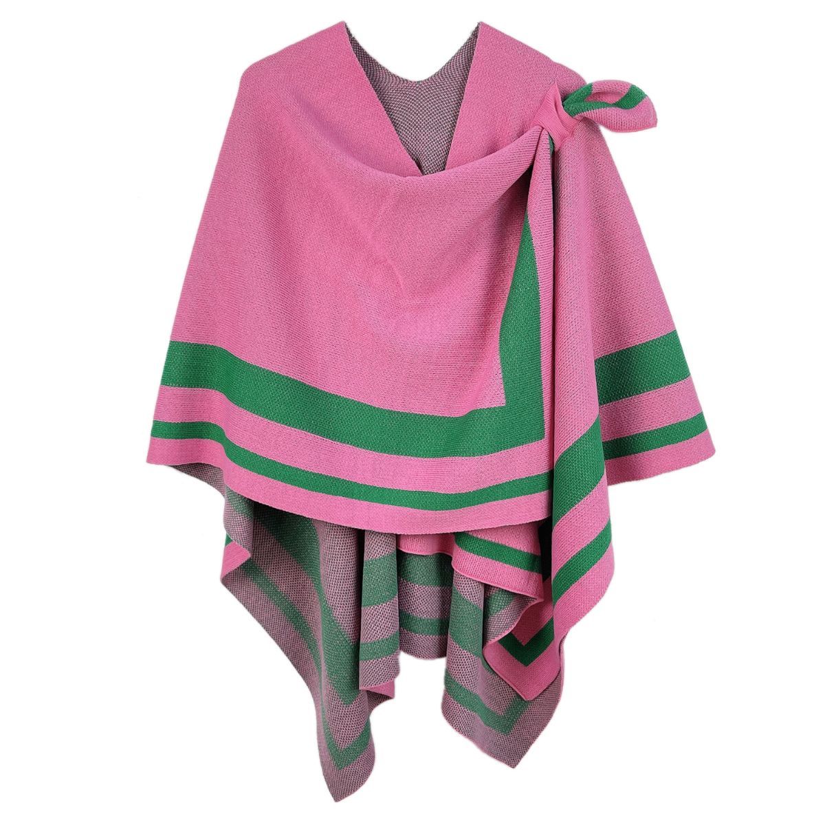 AKA Pink Green Shoulder Ruana