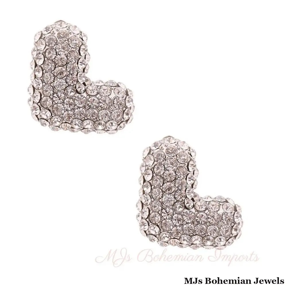 L Rhinestone Silver Studs