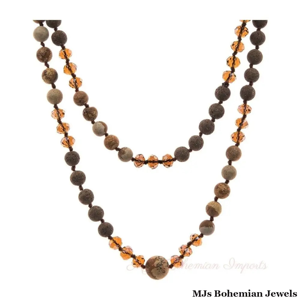 Lava and Glass Bead Necklace