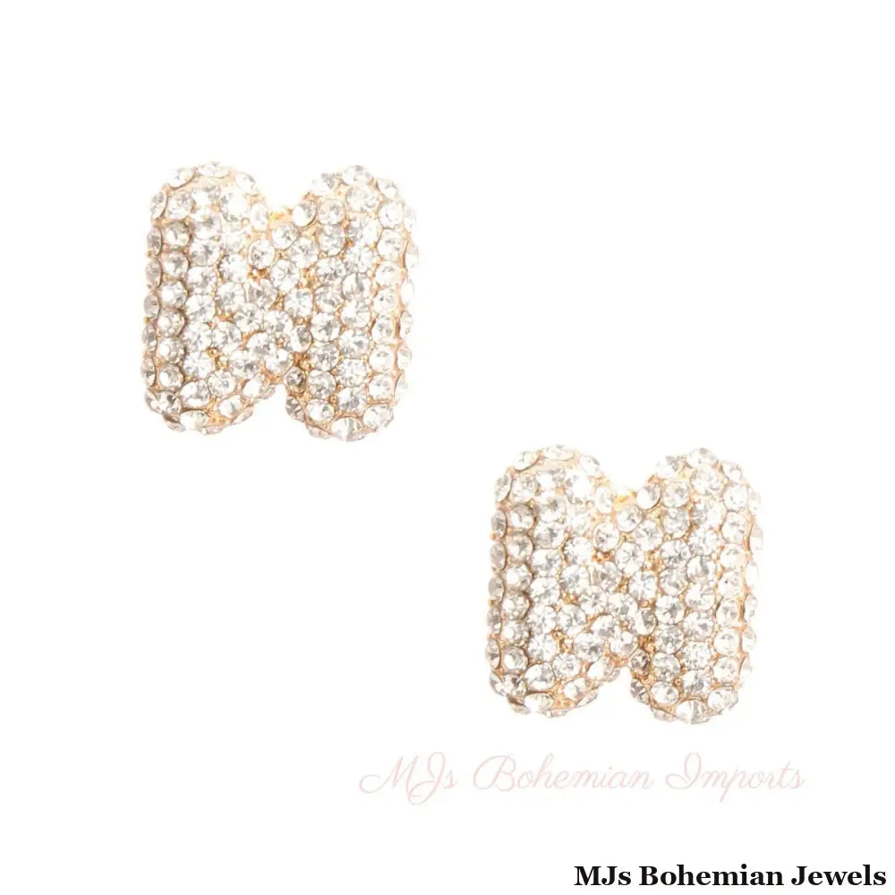 Letter N Rhinestone Studs