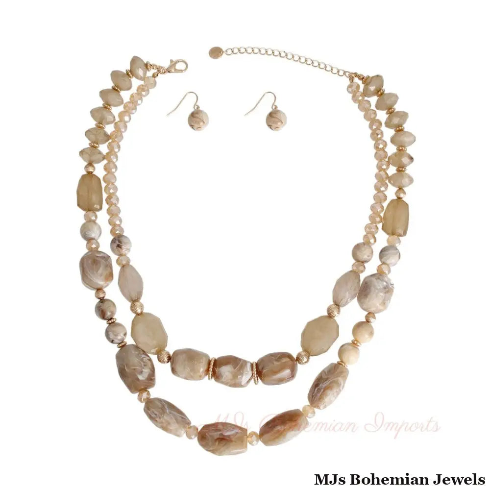 Light Brown Marbled Bead Set