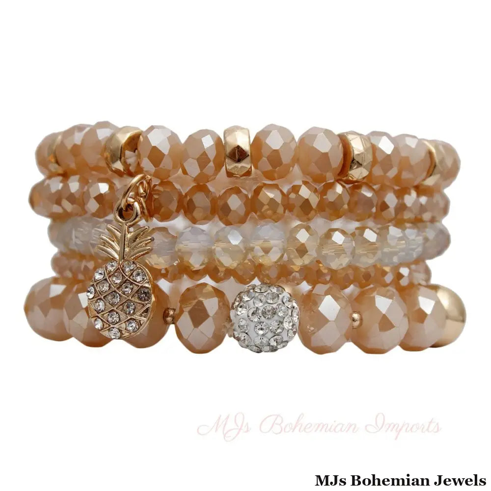 Light Brown Pineapple Charm Bracelets