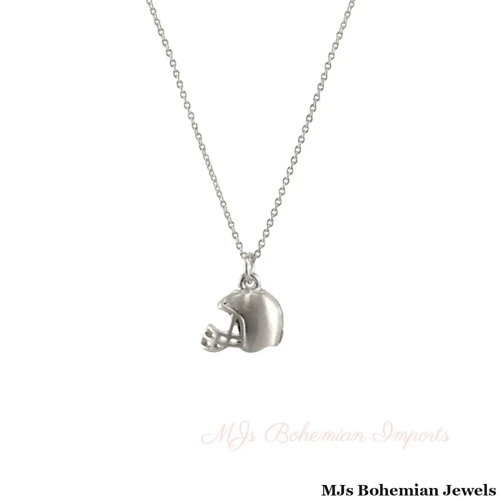 Matte Silver Football Helmet Necklace