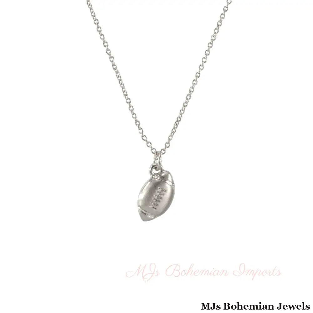 Matte Silver Football Necklace