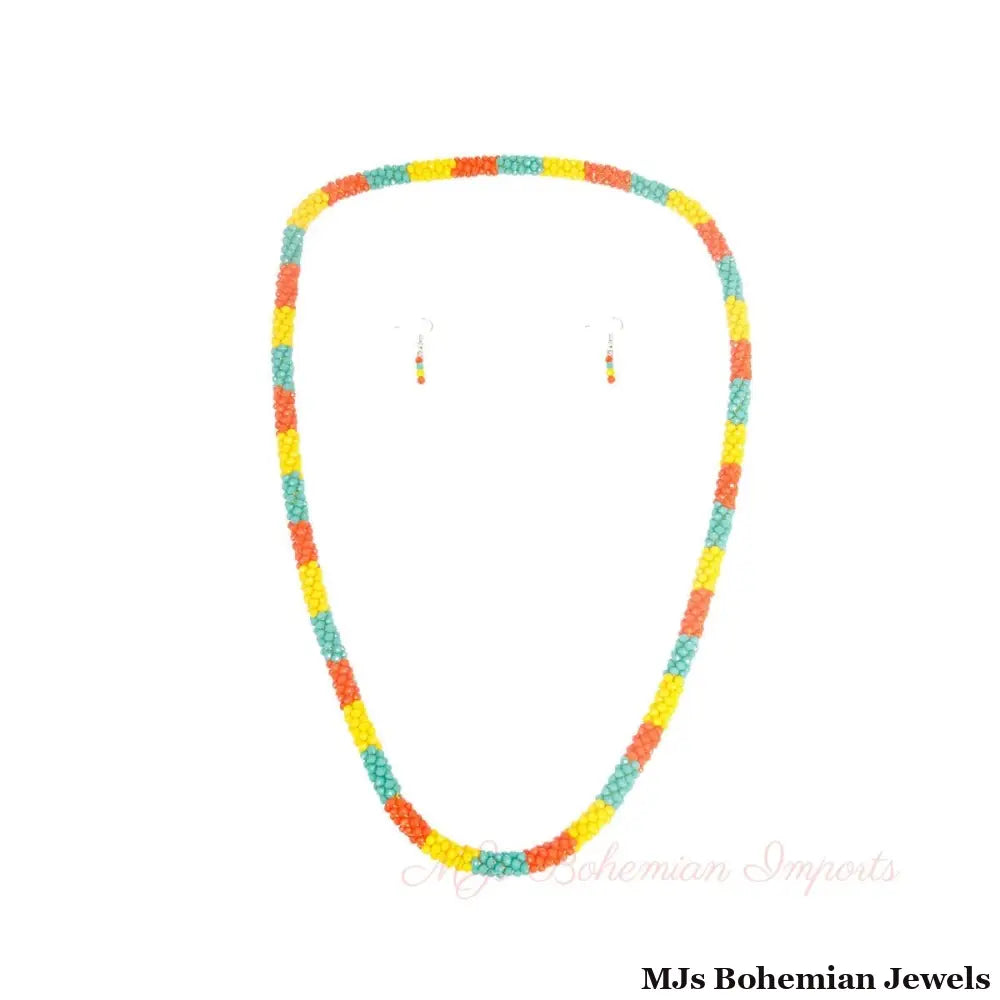 Multi Color Bead Cluster Necklace