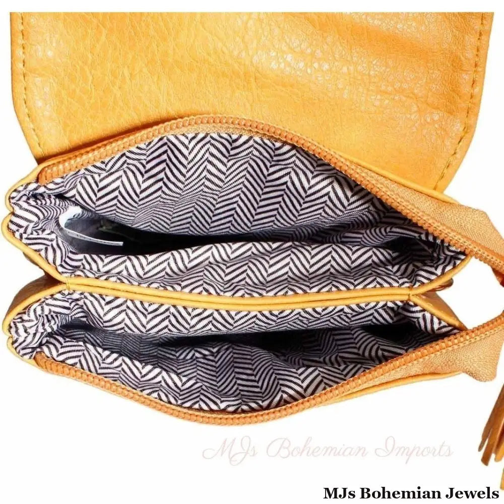 Mustard Flap Snap Mobile Crossbody