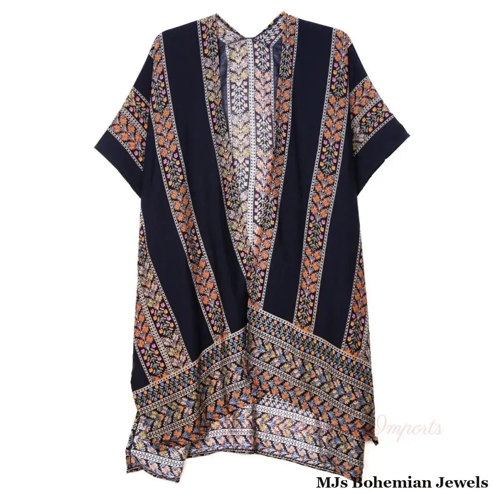 Navy Turkish Print Kimono