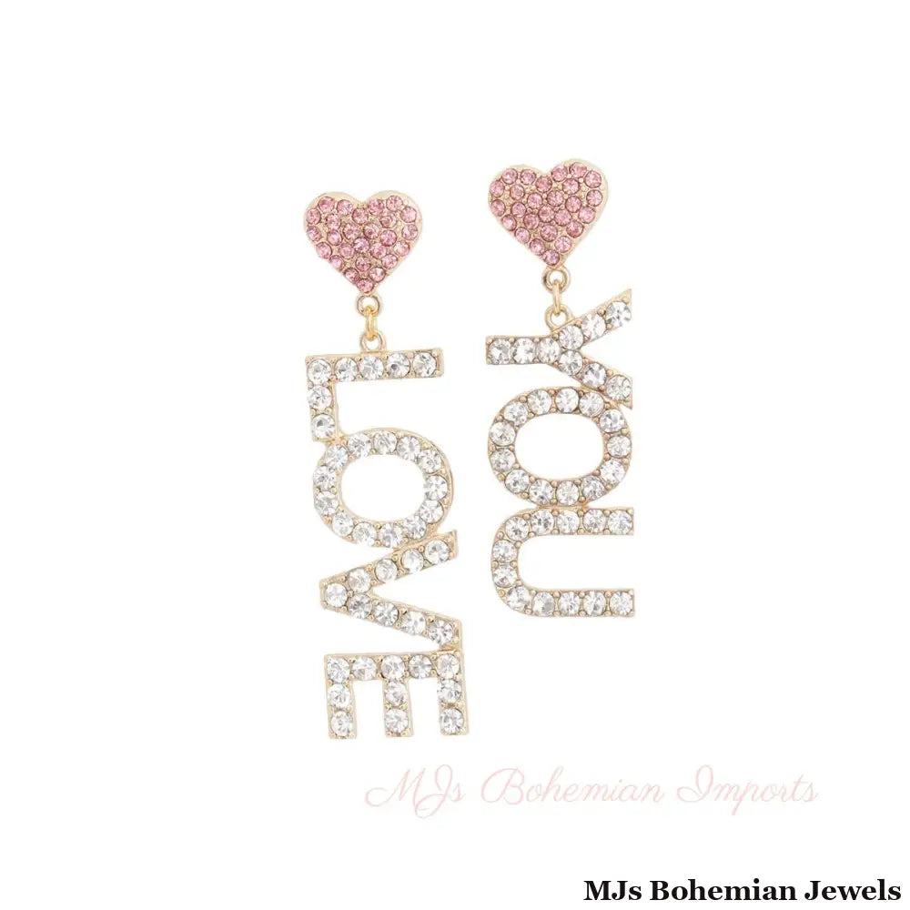 Pink Gold LOVE YOU Earrings